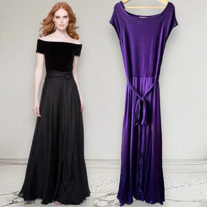 HEIDI WEISEL New York Cashmere Silk Maxi Gown dress Purple Size M